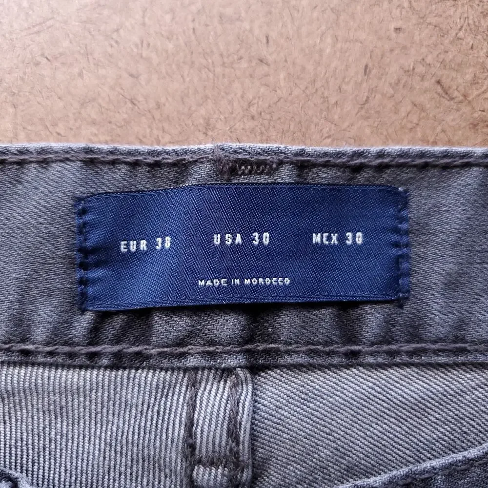 Zara Man Slim Straight Jeans Men 30 Gray Stretch Minimalist Streetwear Modern